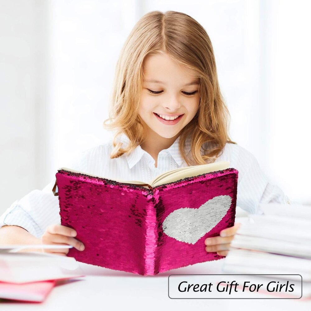 4 Pcs Sequin Girls Journal Valentines Journal Gift with Color Gel Ink Pens Glitt - Picture 6 of 6